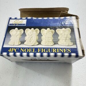 NIB Vintage World Bazaar 4 pc NOEL White Jade Collection Porcelain Figurines